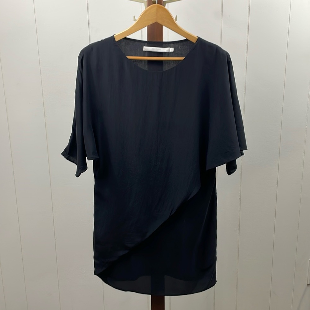 Penny Sage Silk‎ Black Mini Draped Dress